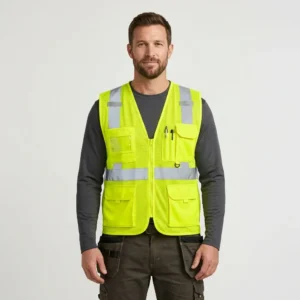 Construction Safety Vest manufactured by MRG Uniforms in the UAE