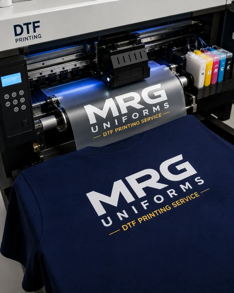 DTF printing applied to a work uniform