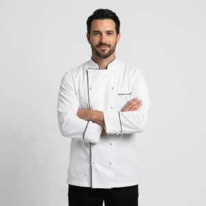 Executive Chef Coat manufactured by MRG Uniforms in the UAE